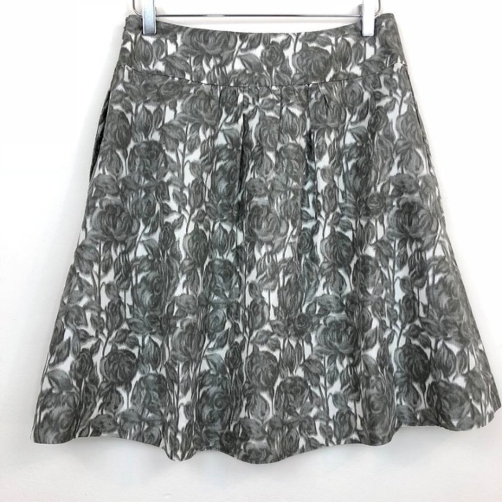 J. Crew Sketchbook Roses Belle Silk Taffeta Skirt